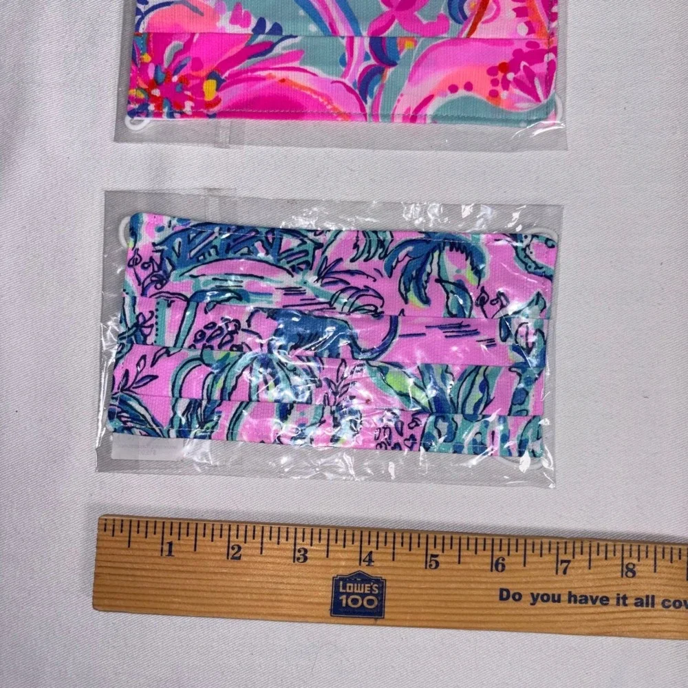 Lilly Pulitzer Face Mask Set 3 pack OS Multi New Floral Tropical Pleated Mask